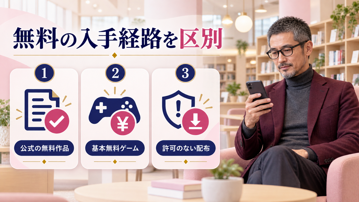 無料の入手経路を区別