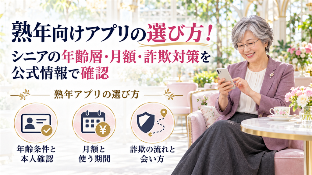 熟年向けアプリの選び方！シニアの年齢層・月額・詐欺対策を公式情報で確認