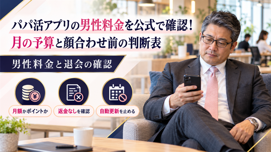 パパ活アプリの男性料金を公式で確認！月の予算と顔合わせ前の判断表