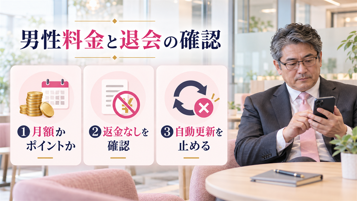 男性料金と退会の確認