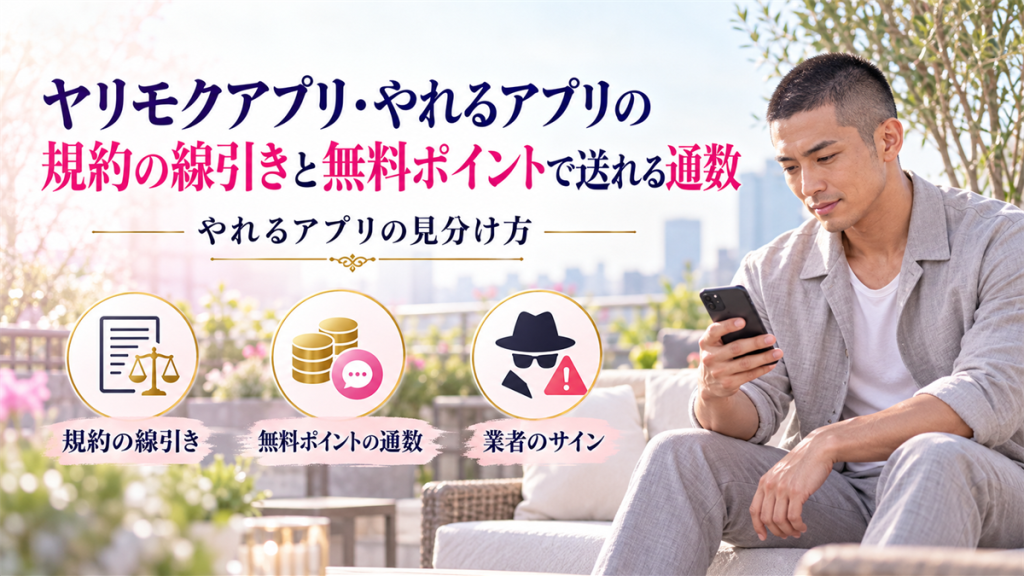 ヤリモクアプリ・やれるアプリの規約の線引きと無料ポイントで送れる通数